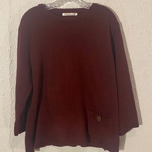 Lulu-B Rich Burgundy Crew Neck Sweater Encouraging Soft Cuddle Cabincore.